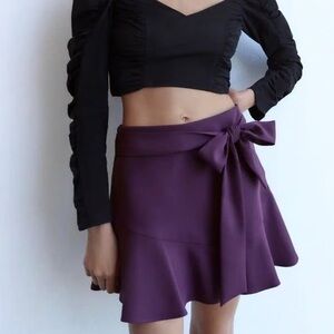 Zara Purple Mini Skirt with Bow